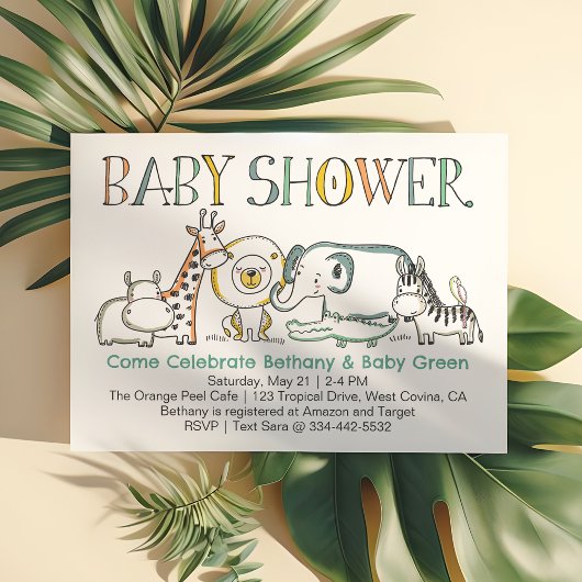 Baby shower Doodle Safari Invitation
