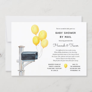Baby shower door Mail Yellow Balloons Kaart