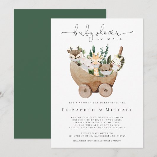 baby shower door postdieren Greenery Boho  Kaart (Voorkant / Achterkant)