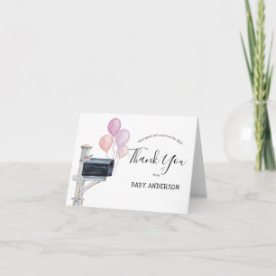 Baby shower door Postroze ballonnen Hartelijk dank Notitiekaartje