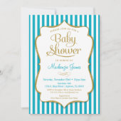 Baby shower d'or Turquoise Invitation Neutral Aqua (Devant)
