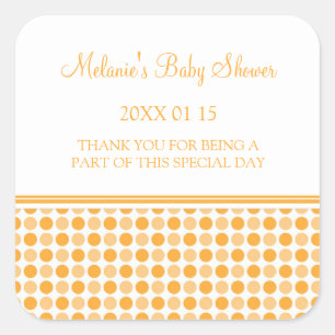 Baby shower Dots orange Favoriser les autocollants