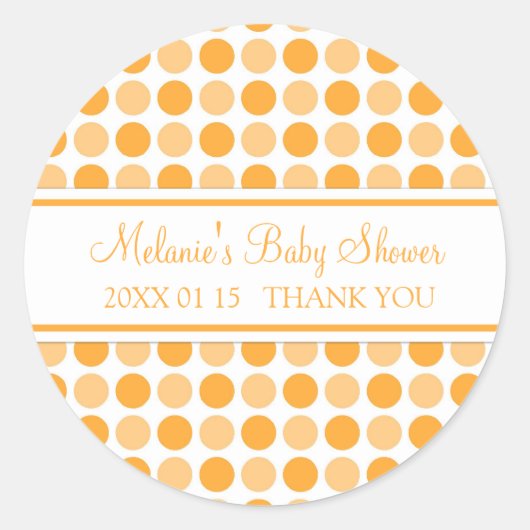 Baby shower Dots orange Favoriser les autocollants (Devant)