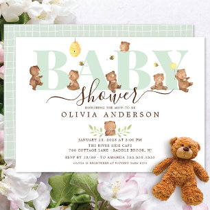 Baby shower d'ours au miel mignon Invitation