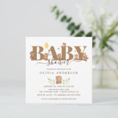 Baby shower d'ours au miel mignon Invitation (Debout devant)