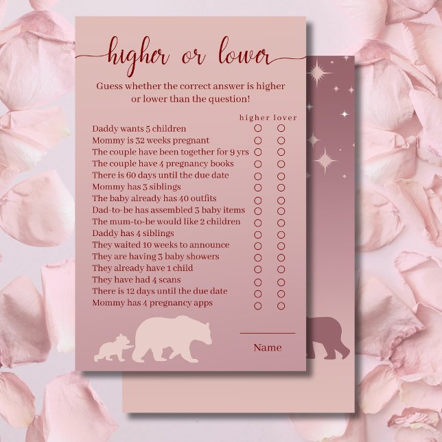 Baby shower d'ours Carte de jeu supérieure ou infé (Créateur téléchargé)