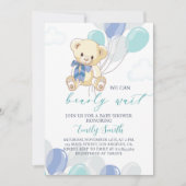 Baby shower d'ours en peluche bleu Invitation (Devant)