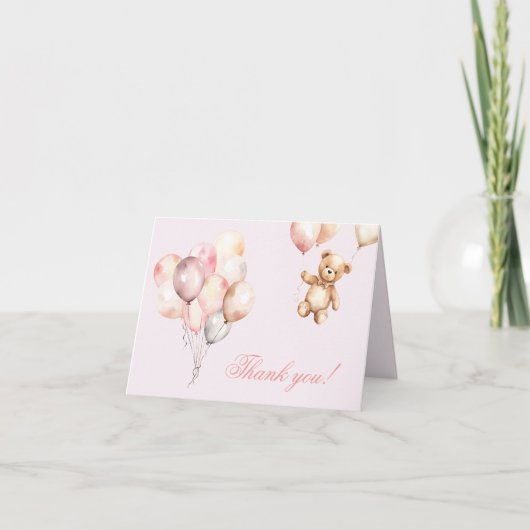 Baby shower d'ours en peluche doux Carte de remerc (Devant)