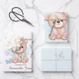 Baby shower d'ours mou Papier d'enveloppement pers