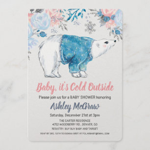 Baby shower d'ours polaire Invitation florale