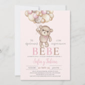 Baby shower d'ours rose fille Espagnol Invitation (Devant)