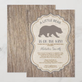 Baby shower d'ours rustique par invitation par cou (Devant / Derrière)