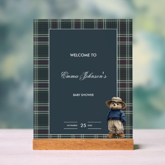 Baby shower d'ours rustique Tartan (Neutre)