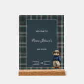 Baby shower d'ours rustique Tartan (Recto)