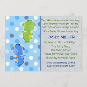 Baby shower Dragon Invitation Twins