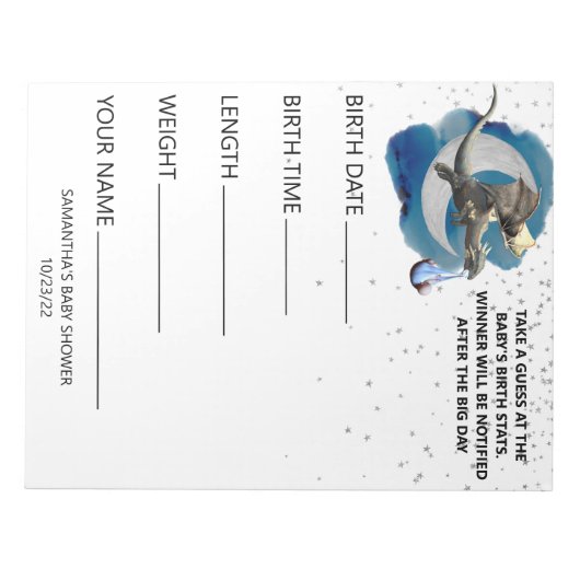 Baby shower Dragon Little Knight Gesses Notitieblok (Voorkant)