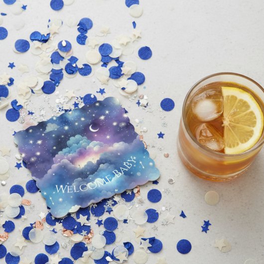 Baby Shower Drink Coaster – Celestial Dreamscape Kartonnen Onderzetters