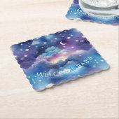 Baby Shower Drink Coaster – Celestial Dreamscape Kartonnen Onderzetters (Gebogen)
