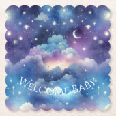 Baby Shower Drink Coaster – Celestial Dreamscape Kartonnen Onderzetters (Voorkant)