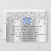 Baby shower droogt blauw ventilator in glitter kaart (Voorkant)