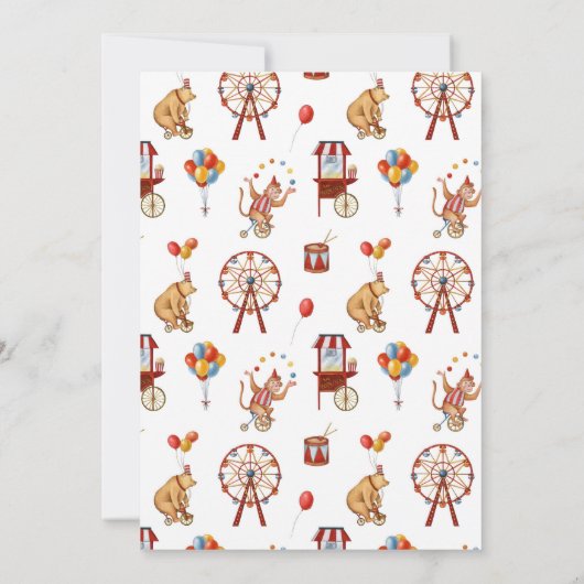 Baby shower du Carnaval de cirque Invitation (Dos)