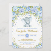 Baby shower du garçon Invitation Blue Boho Floral  (Devant)