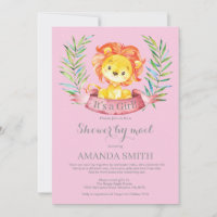 Baby shower du lion féminin par invitation postale