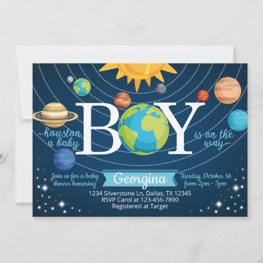 Baby shower du système solaire spatial Invitation  (Devant)