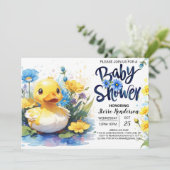 Baby shower Duckling Vijveruitnodiging Kaart (Staand voorkant)