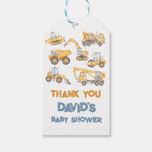Baby shower Dump Truck Party Cadeaulabel (Voorkant)