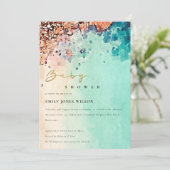 BABY SHOWER EAU COULEUR SABLE DE PLAGE INVITATION (Debout devant)