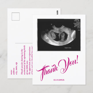 Baby shower echo meisje roze dank u. briefkaart