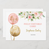 Baby shower Editable fille invitation (Devant / Derrière)