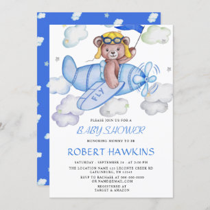 Baby shower EDITABLE VAN Teddy Bear Airplane Kaart