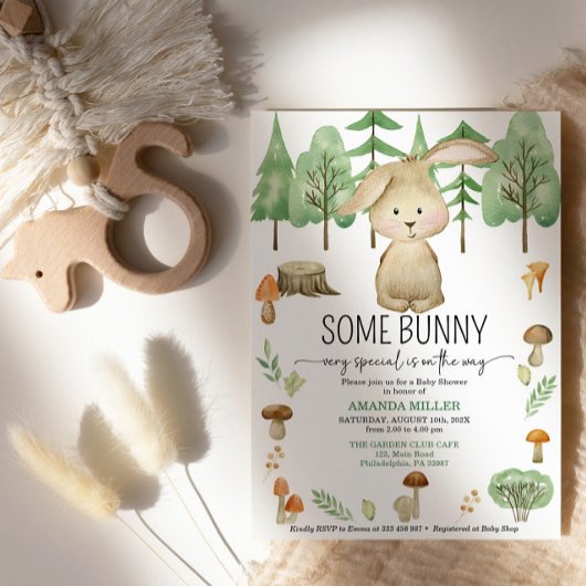 Baby shower Een konijnenbos uitnodiging