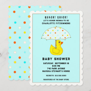 Baby Shower Eend Met Paraplu Kaart
