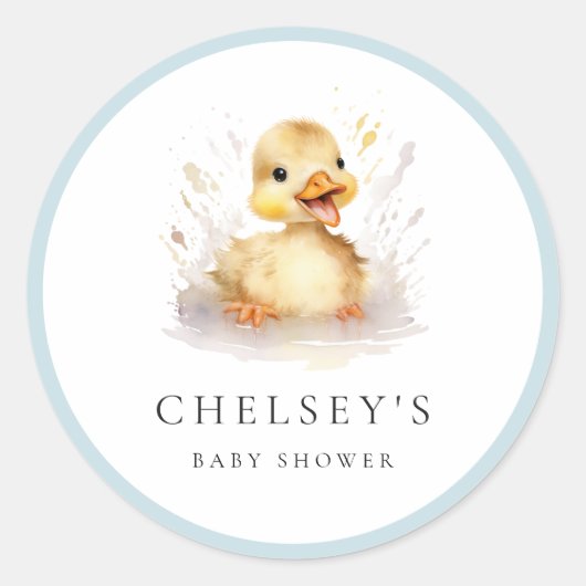 Baby Shower Eendje Ronde Sticker (Voorkant)