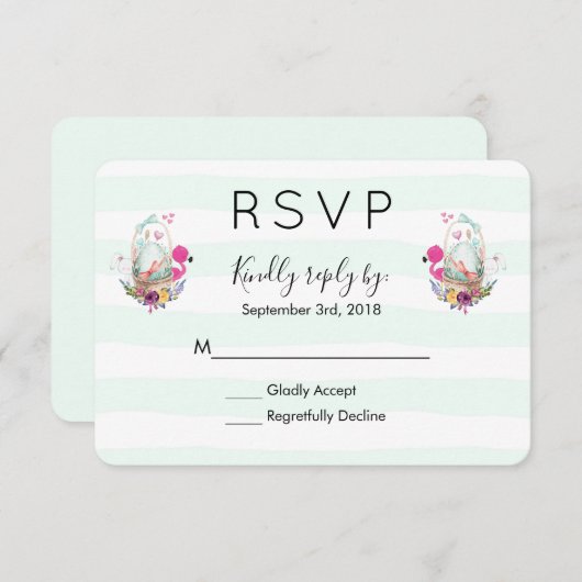 Baby shower Egg Nesting w/Flamingo & Bunny RSVP (Voorkant / Achterkant)