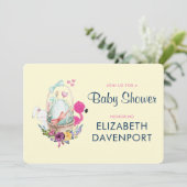 Baby Shower Eiernest met Flamingo en Konijn Kaart (Staand voorkant)