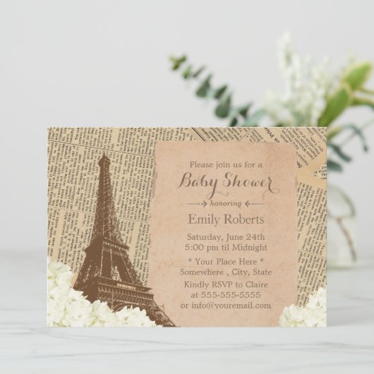 Baby shower Eiffeltoren in Parijs Kaart (Staand voorkant)