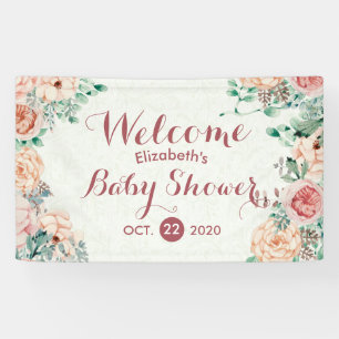 Baby shower Elegant Chic Pink Waterverf Floral Spandoek
