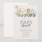 baby shower élégant invitation animaux mignons (Devant / Derrière)