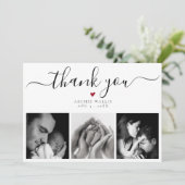 Baby shower Elegant Script Minimal Photo Collage Bedankkaart (Staand voorkant)