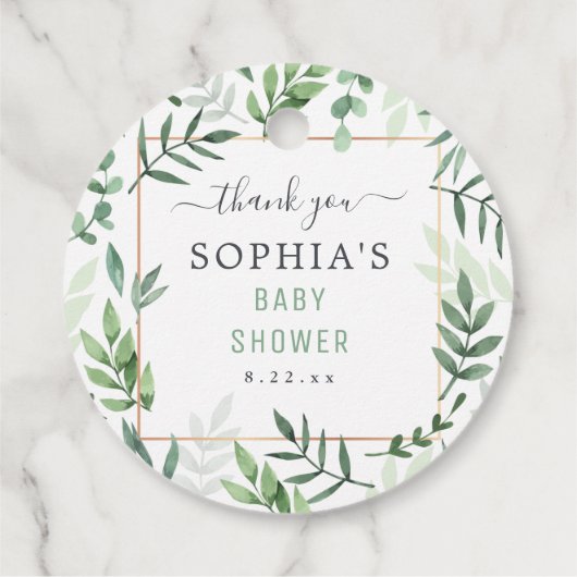 Baby shower Elegant Waterverf Rustisch Botanisch Bedankjes Labels (Achterkant)