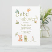 Baby shower Elementen in de Waterverf Kaart (Staand voorkant)