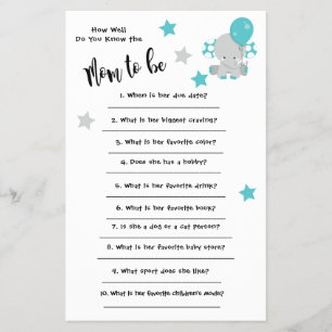 Baby shower Elephan Hoe goed je de kaart kent