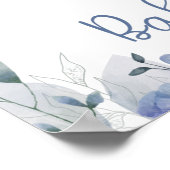 Baby shower Eléphant Affiche de bienvenue Bleu (Coin)