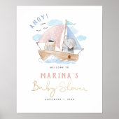 Baby shower Elephant & Bear Sailboat Affiche de bi (Devant)
