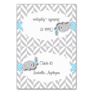 Baby shower éléphant bleu et gris   Cartes