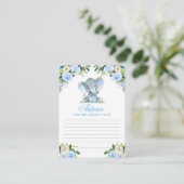 Baby shower Elephant Blue Floral Advice Informatiekaartje (Staand voorkant)